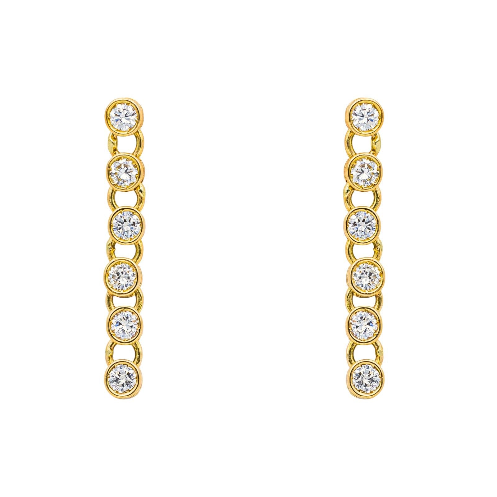 Boucles d'oreilles Pendantes Or jaune Diamant