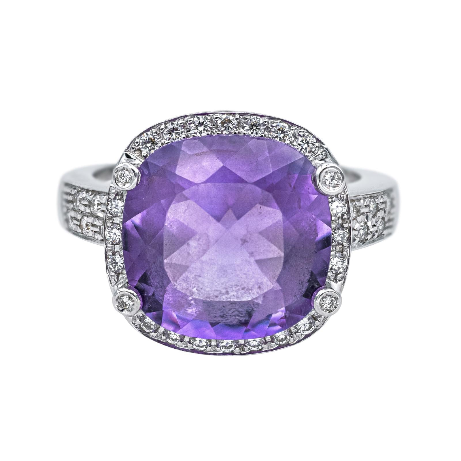 Poiray Bague Filles Antik Or blanc Améthyste