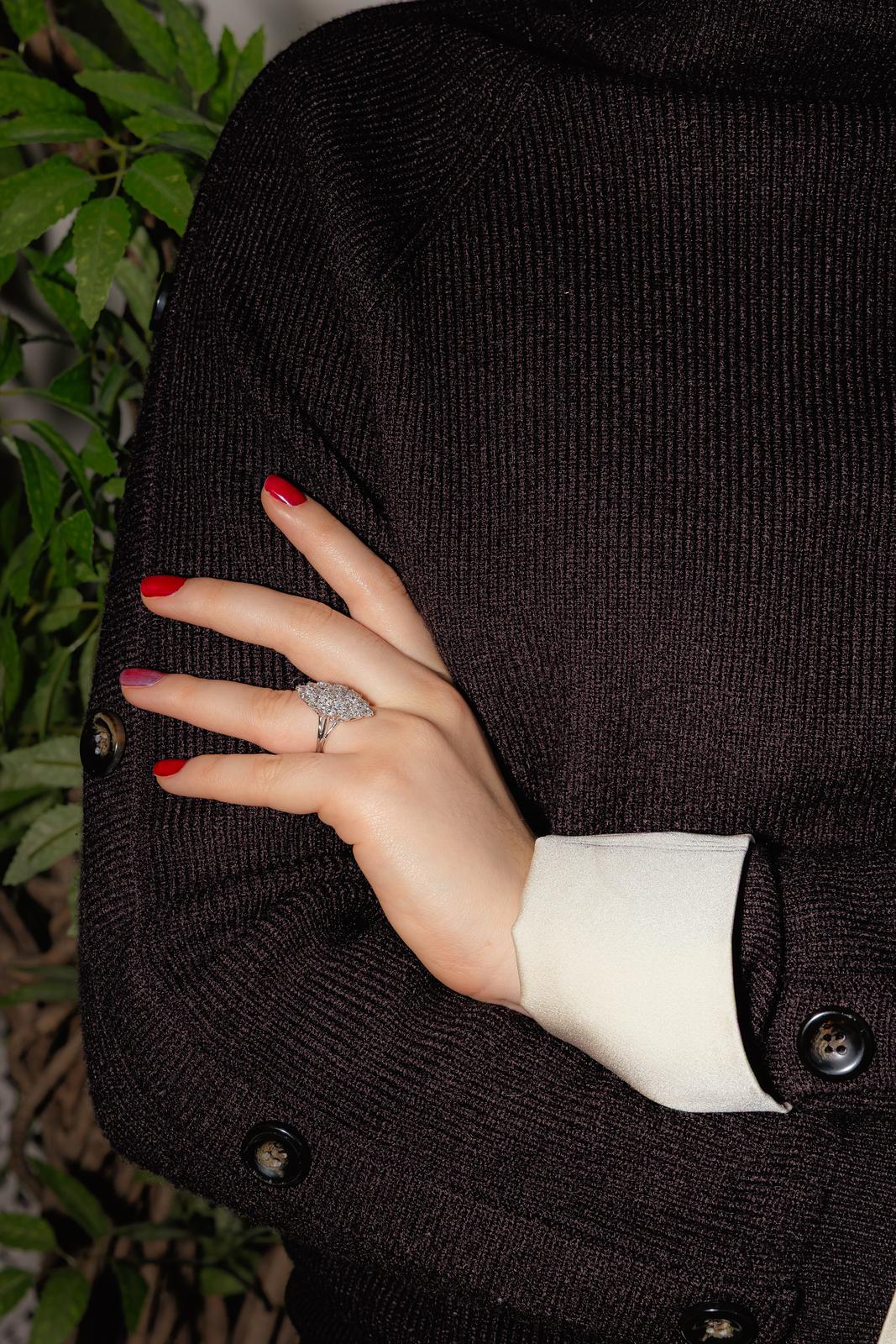 Bague Marquise Or blanc, Platine Diamant