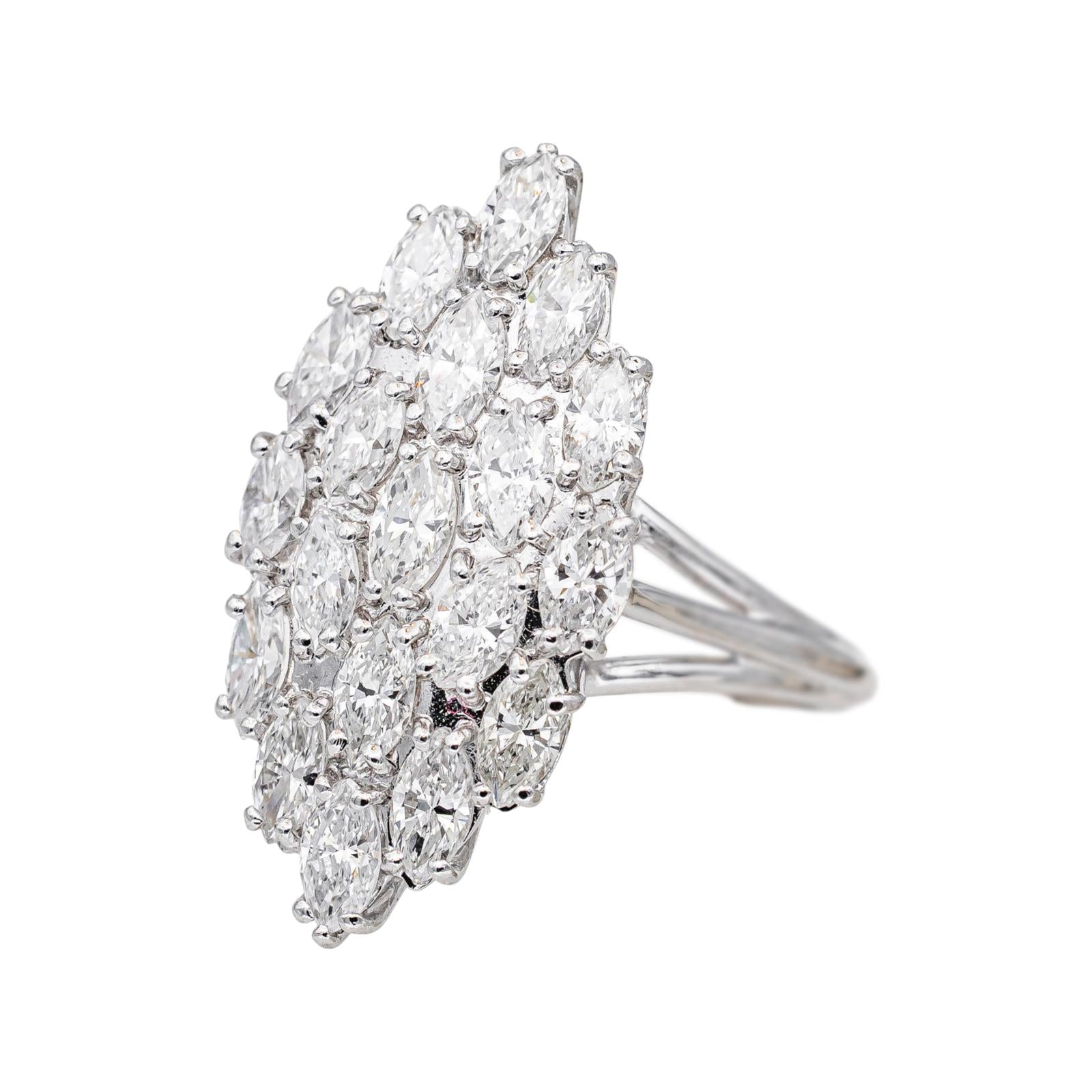 Bague Marquise Or blanc, Platine Diamant