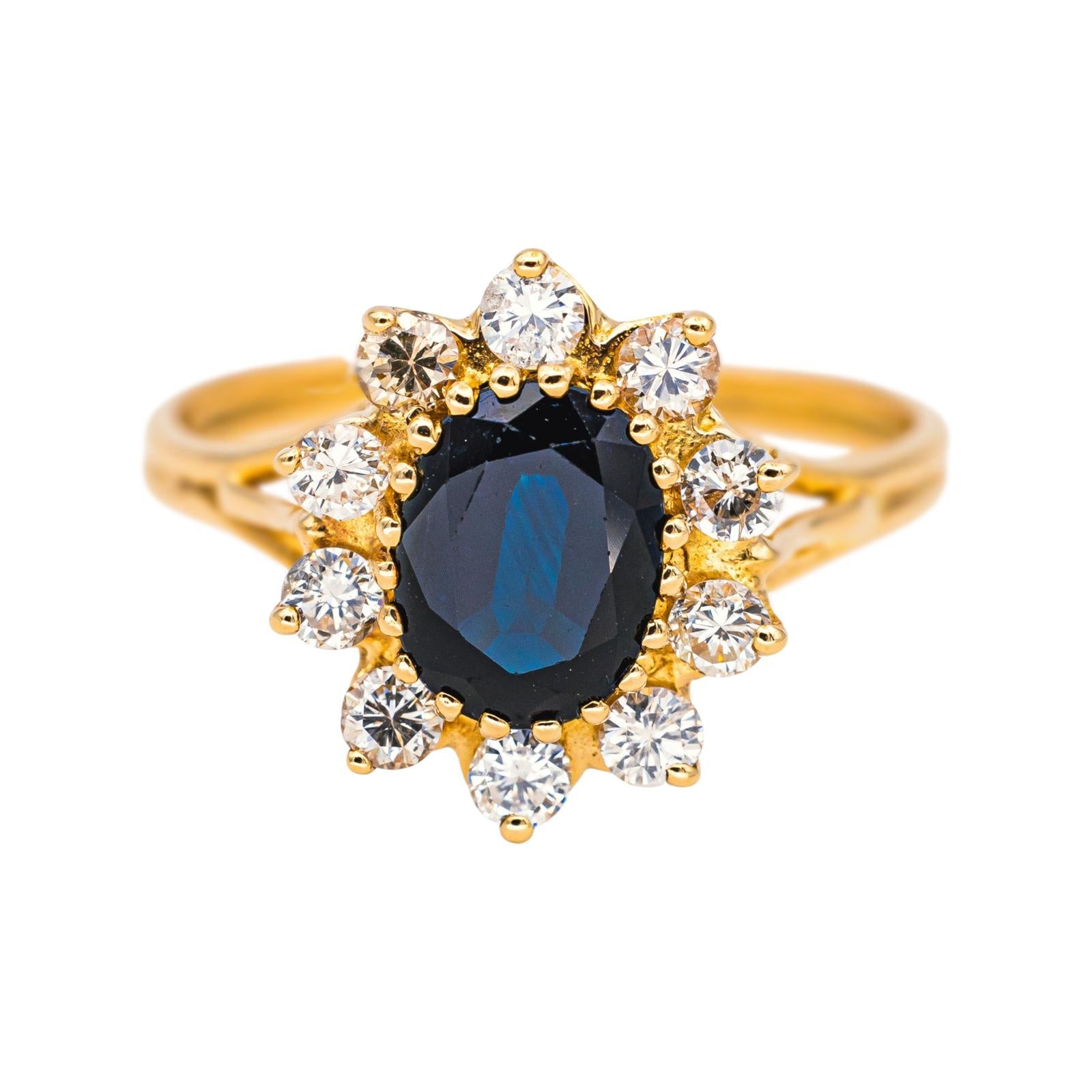 Bague Marguerite Or jaune Saphir, Diamant