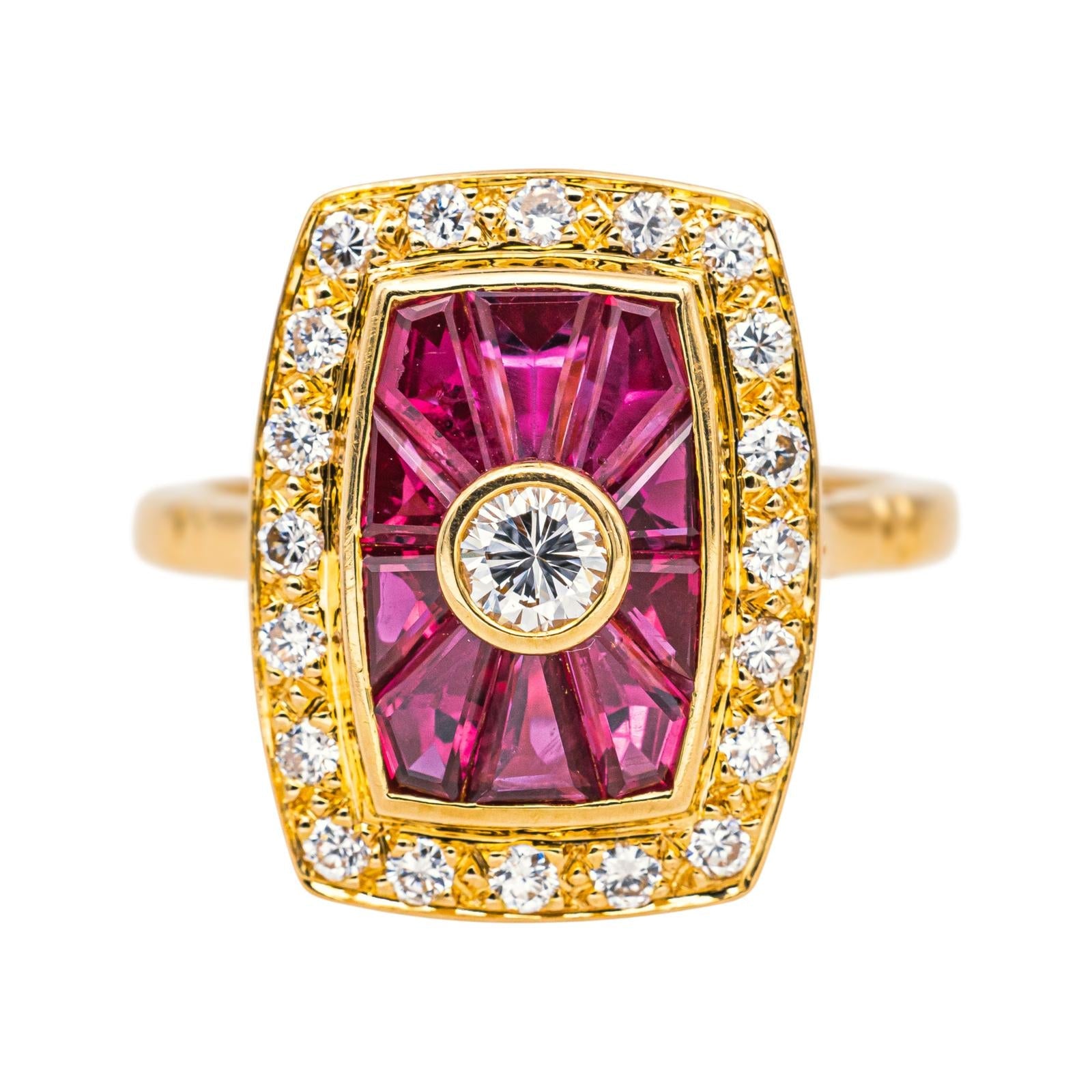 Bague Or jaune Diamant, Rubis