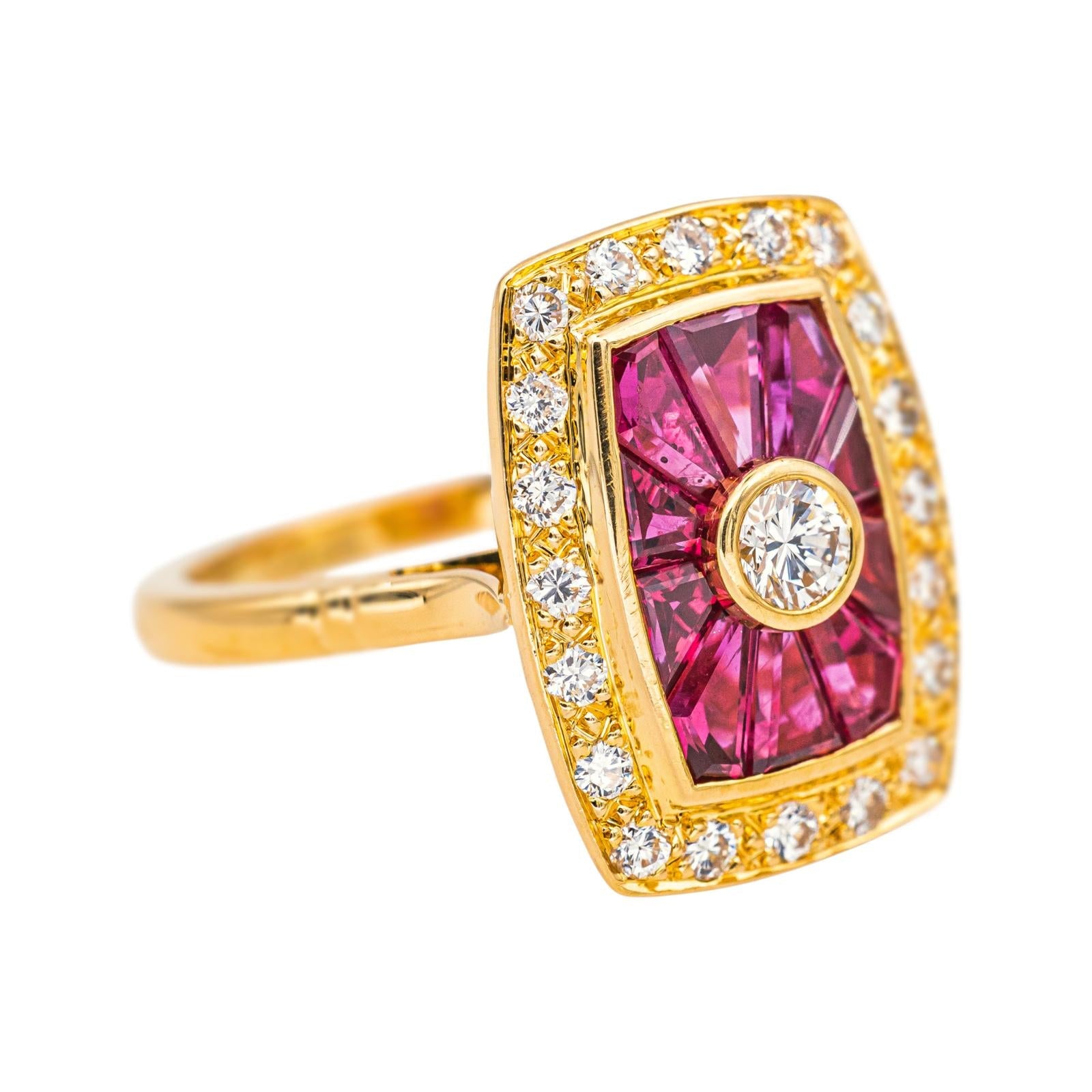 Bague Or jaune Diamant, Rubis