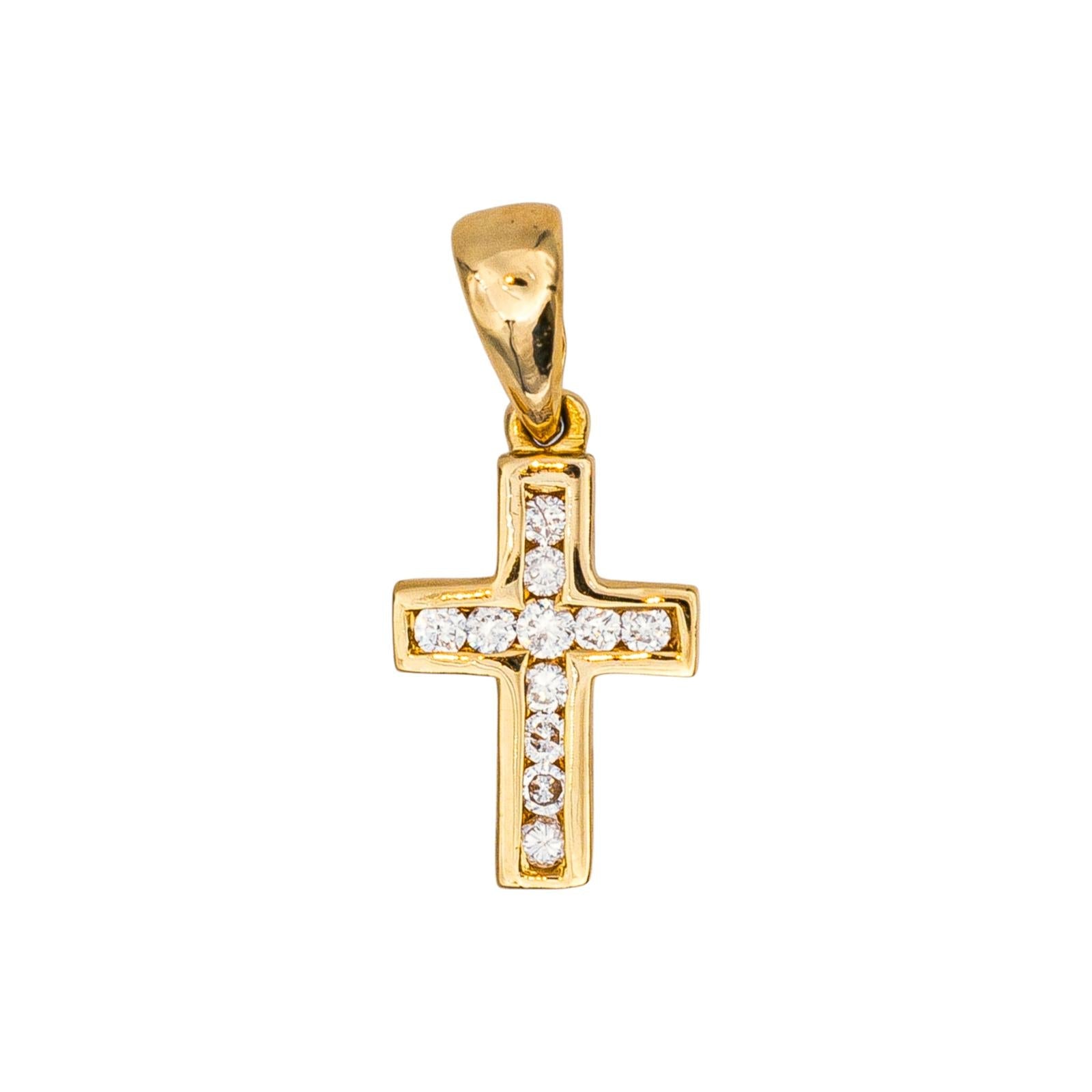 Pendentif Croix Or jaune Diamant