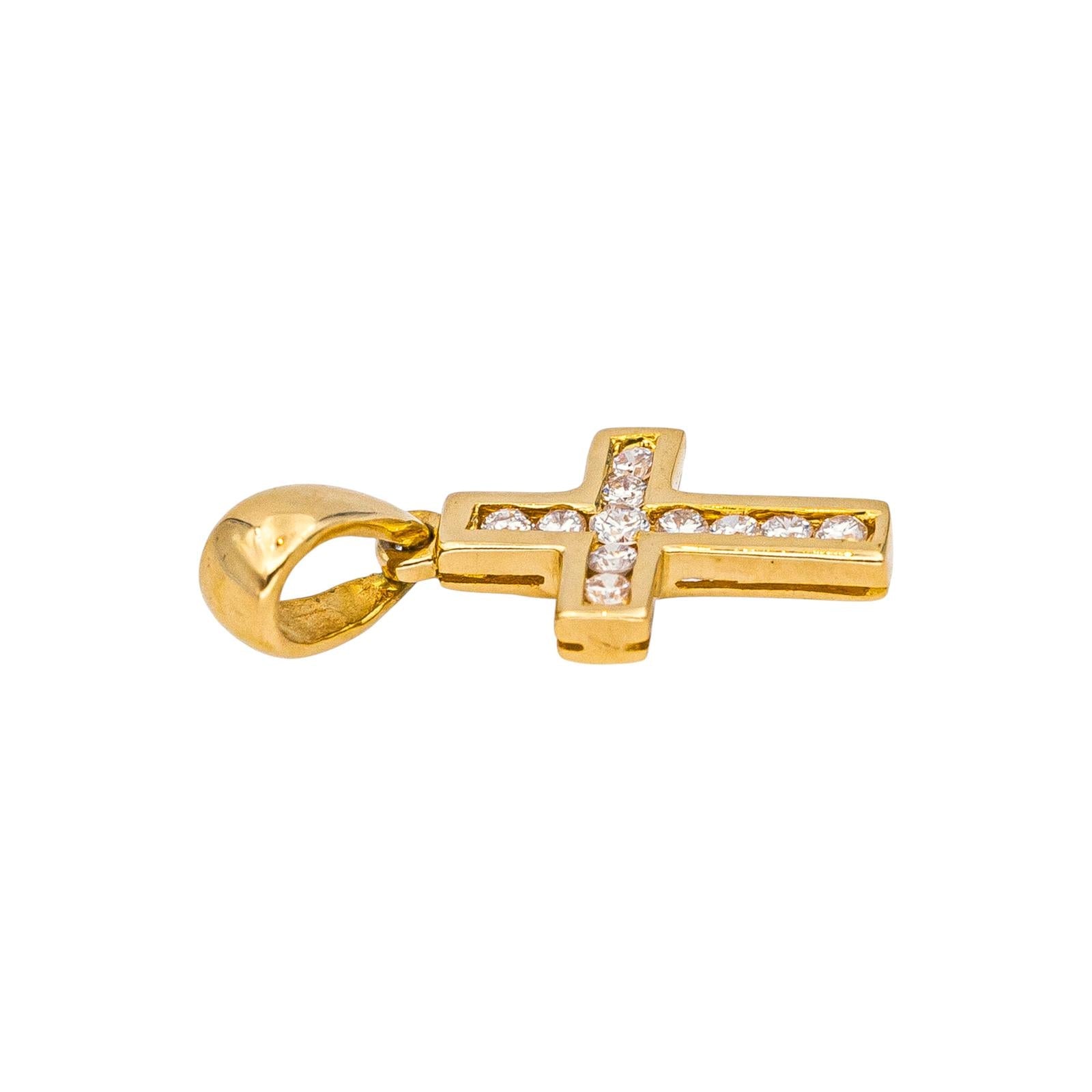 Pendentif Croix Or jaune Diamant