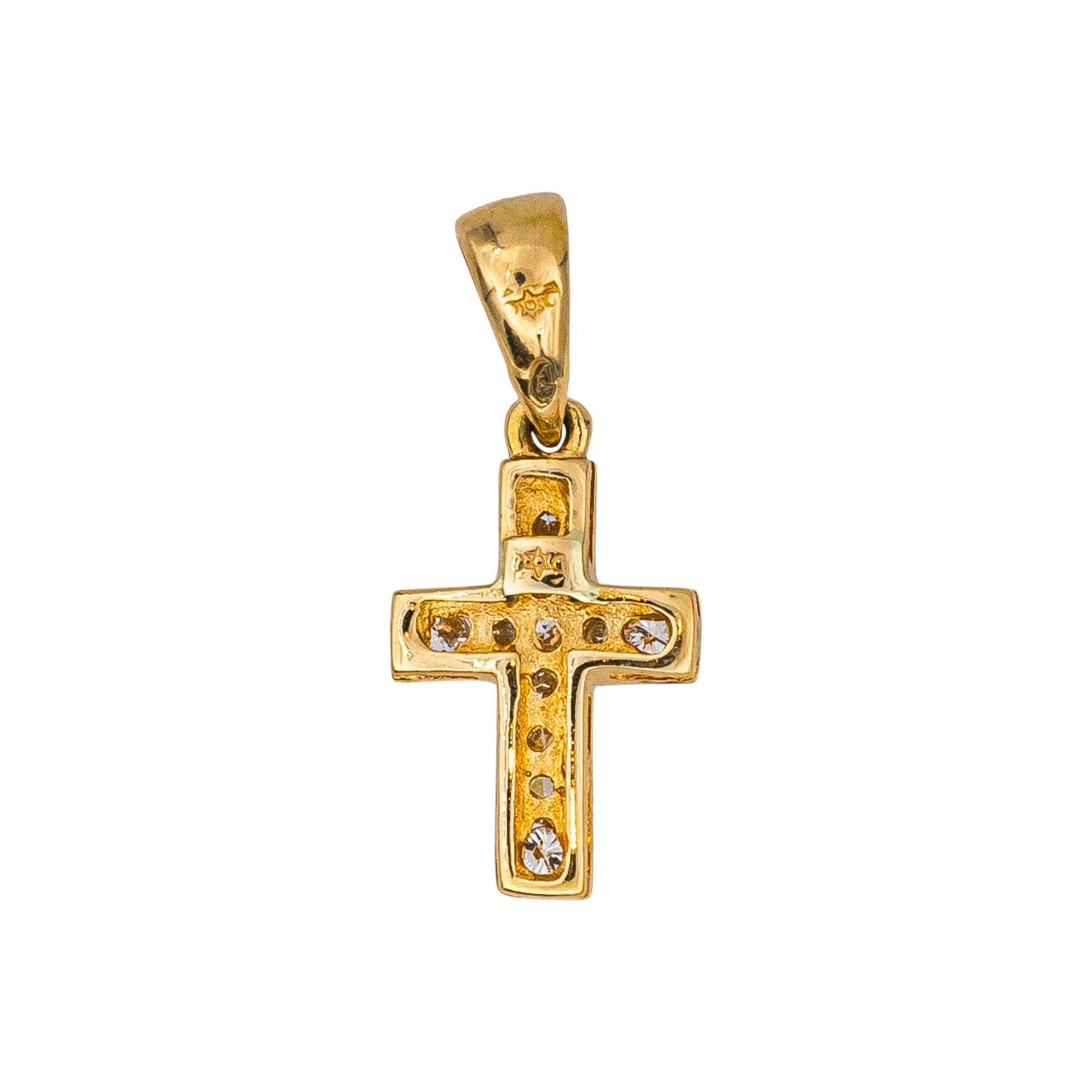 Pendentif Croix Or jaune Diamant