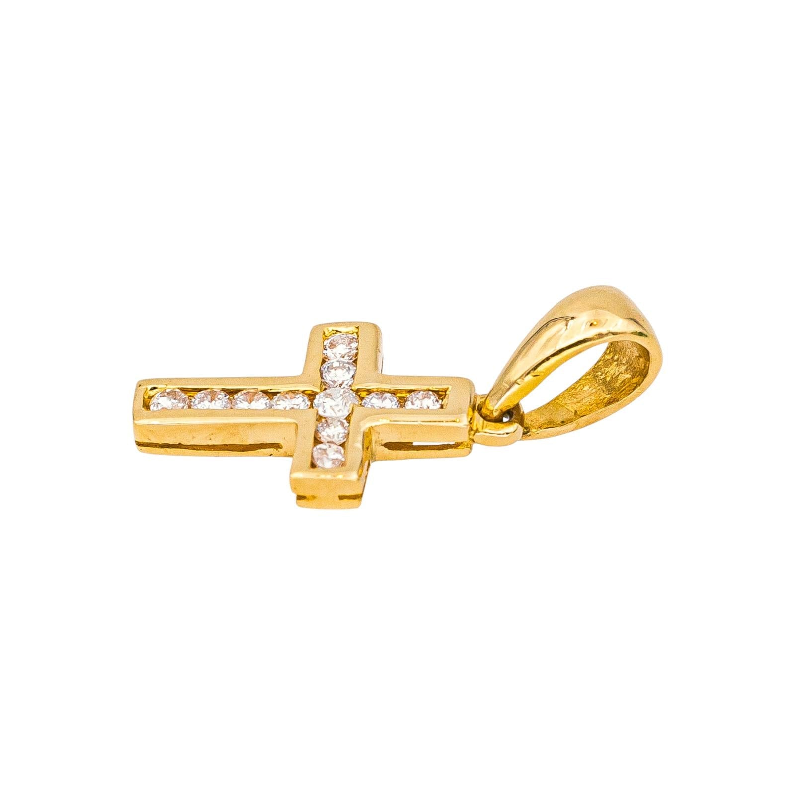 Pendentif Croix Or jaune Diamant