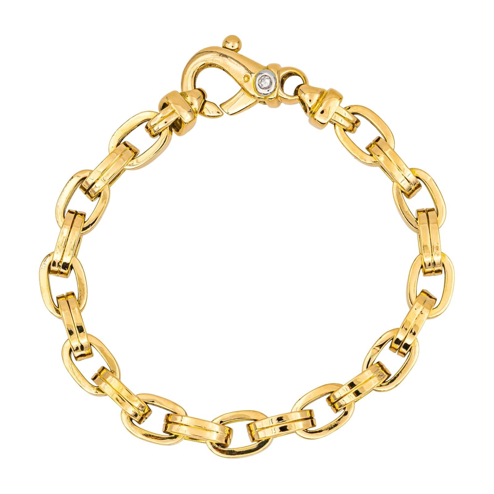 Gay frères Bracelet Maille forçat double fil carré Or jaune, Or blanc Diamant