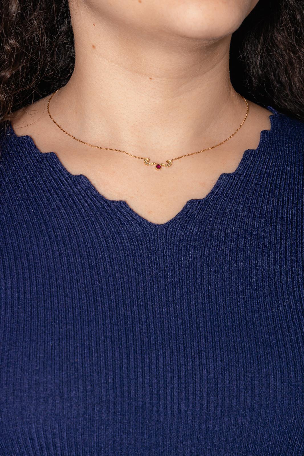 Collier Or jaune Rubis, Diamant