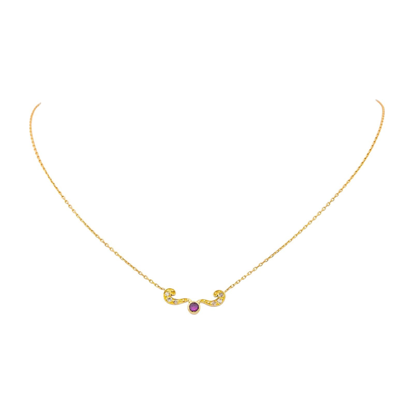 Collier Or jaune Rubis, Diamant