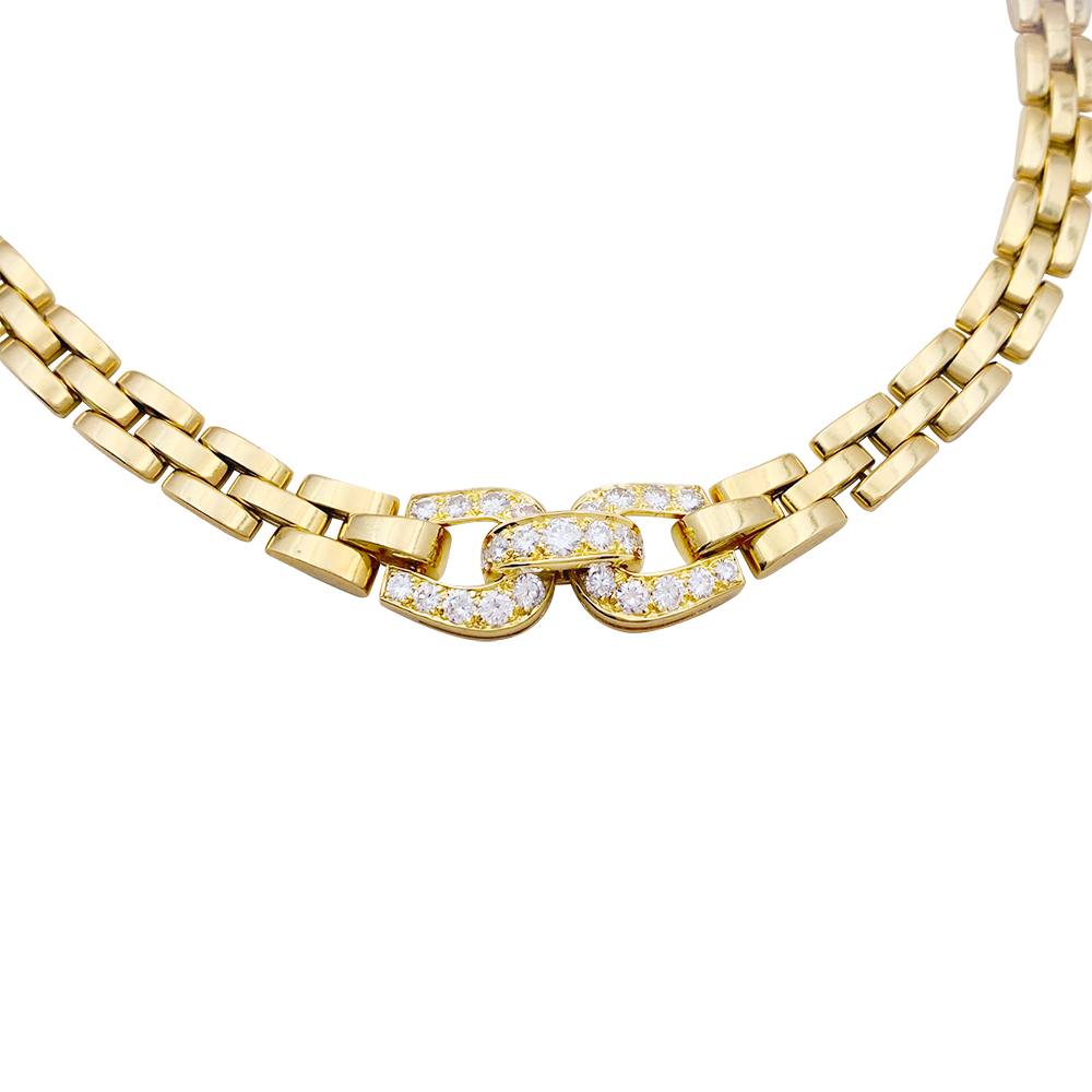 Collier Cartier, "Etrier", or jaune, diamants.