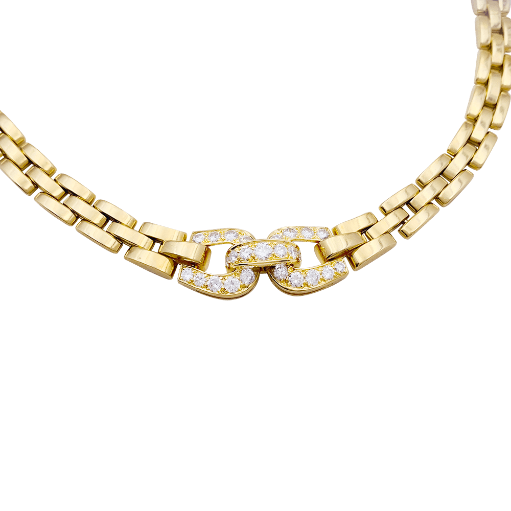 Collier Cartier, "Etrier", or jaune, diamants. - Maison Eloe