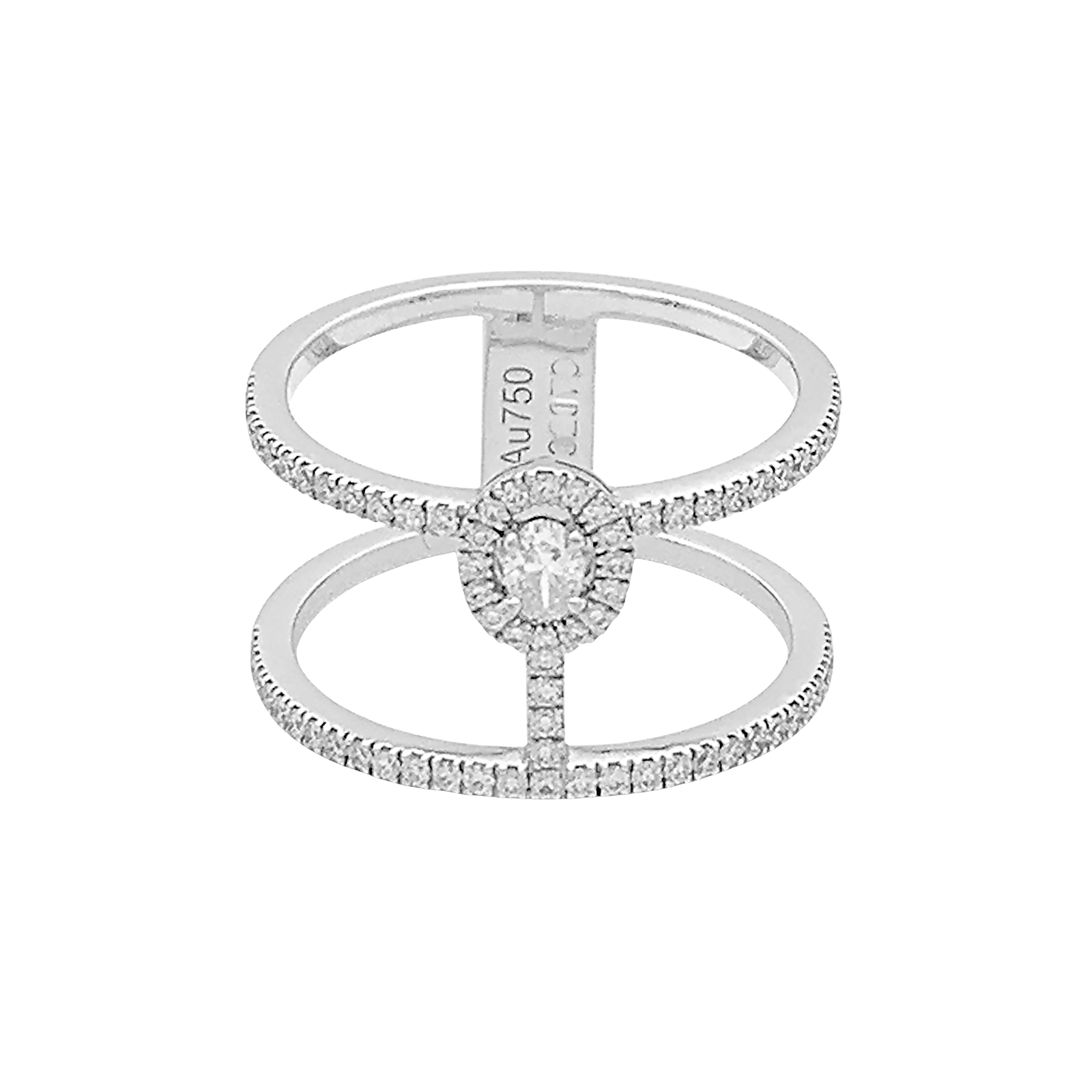 Bague Messika "Glam'Azone" or blanc, diamants.