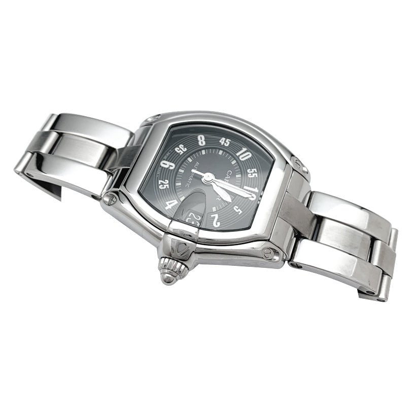 Montre Cartier Roadster en acier. bracelet cuir - Maison Eloe