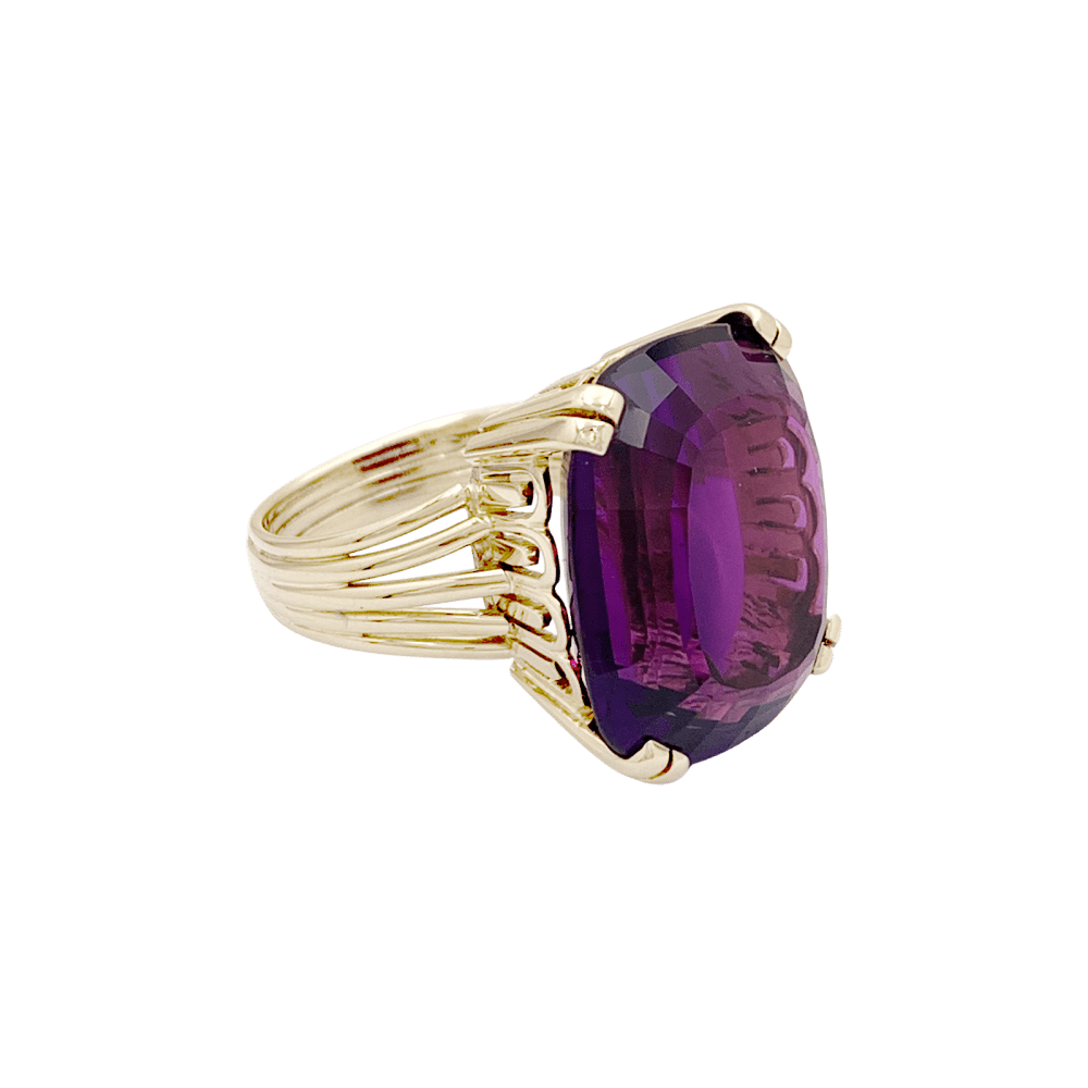 Bague or jaune et améthyste. - Maison Eloe