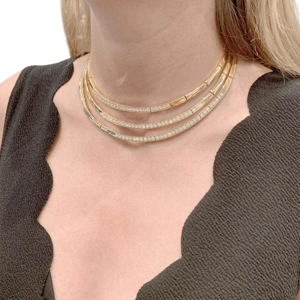 Collier Van Cleef & Arpels, or jaune et diamants.