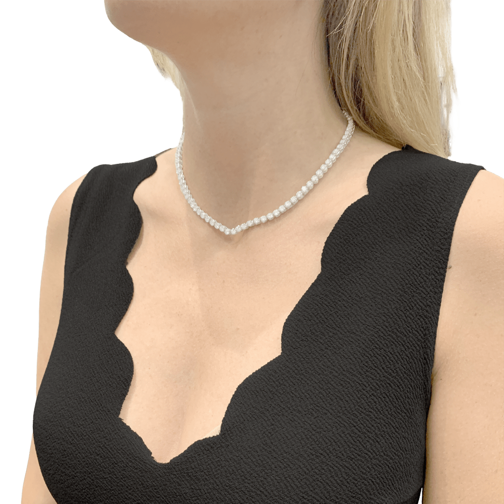 Collier rivière or blanc et diamants.