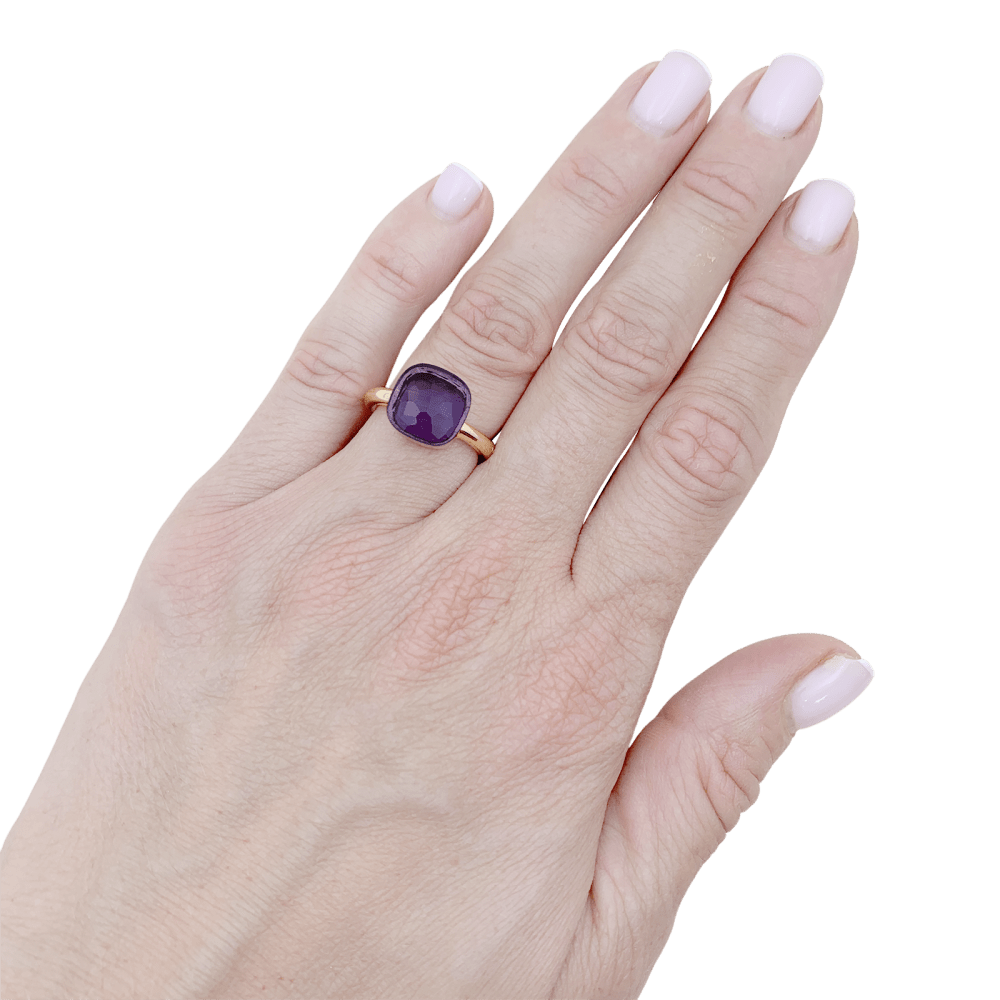 Bague Pomellato, collection "Nudo Classic", or rose et améthyste.