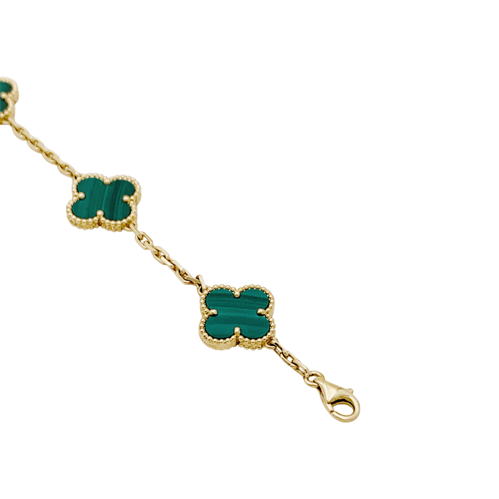 Bracelet Van Cleef & Arpels, "Vintage Alhambra", or jaune, malachite. - Maison Eloe