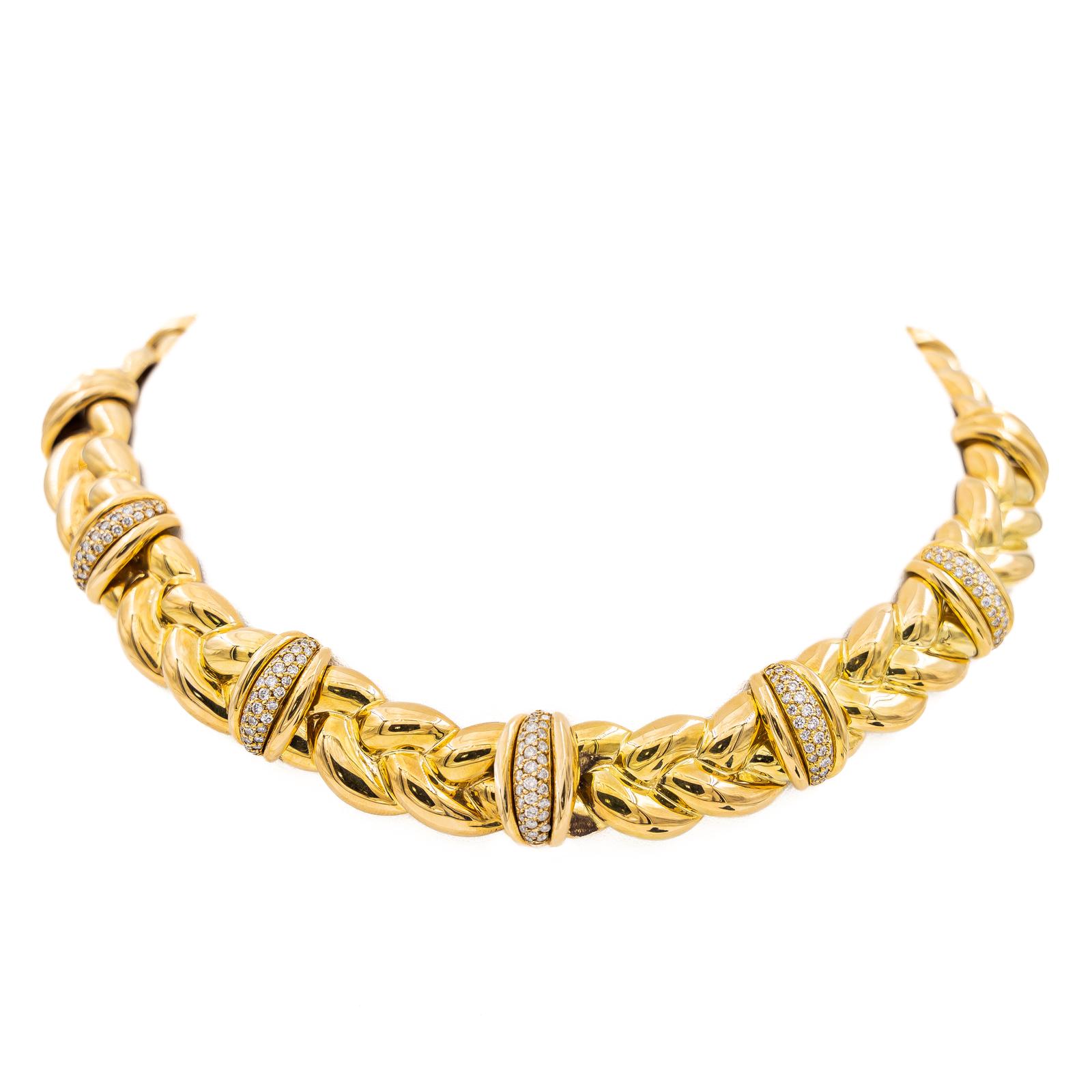 O.J. Perrin Collier Ras de cou Tressé Or jaune Diamant