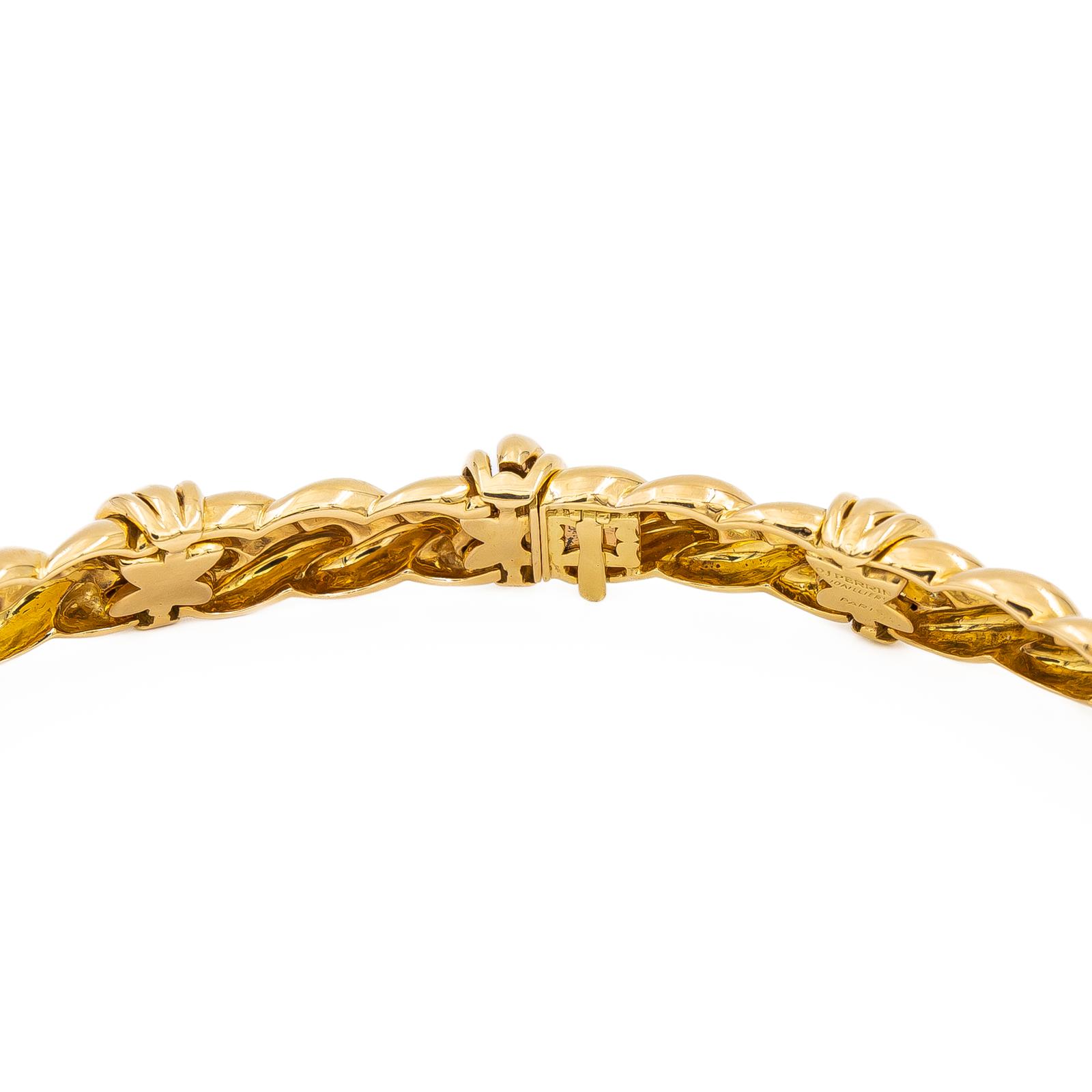 OJ Perrin Braided Choker Necklace Yellow Gold Diamond