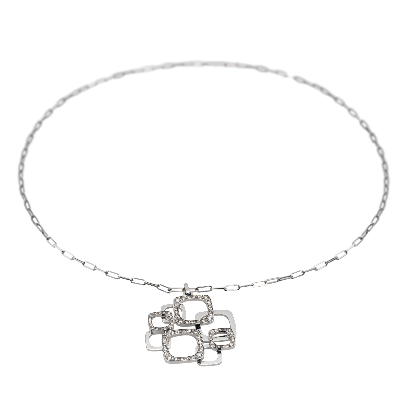 Dinh Van Necklace Pendant Overprint White Gold Diamond