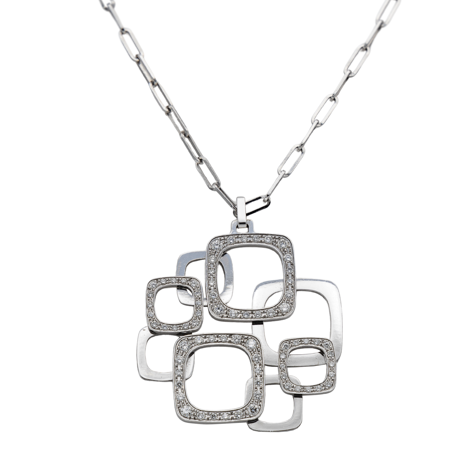 Dinh Van Necklace Pendant Overprint White Gold Diamond
