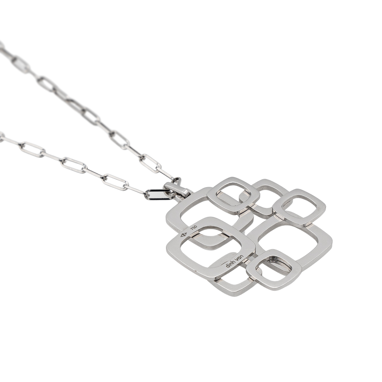 Dinh Van Necklace Pendant Overprint White Gold Diamond