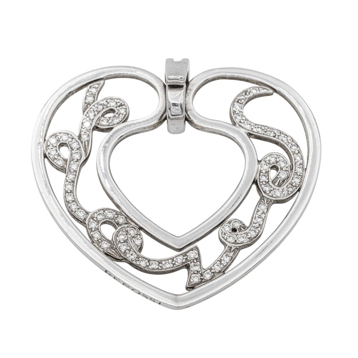 Repossi Pendentif Coeur Love Or blanc Diamant - Maison Eloe