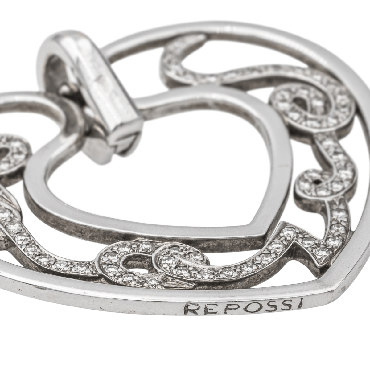 Repossi Pendentif Coeur Love Or blanc Diamant - Maison Eloe