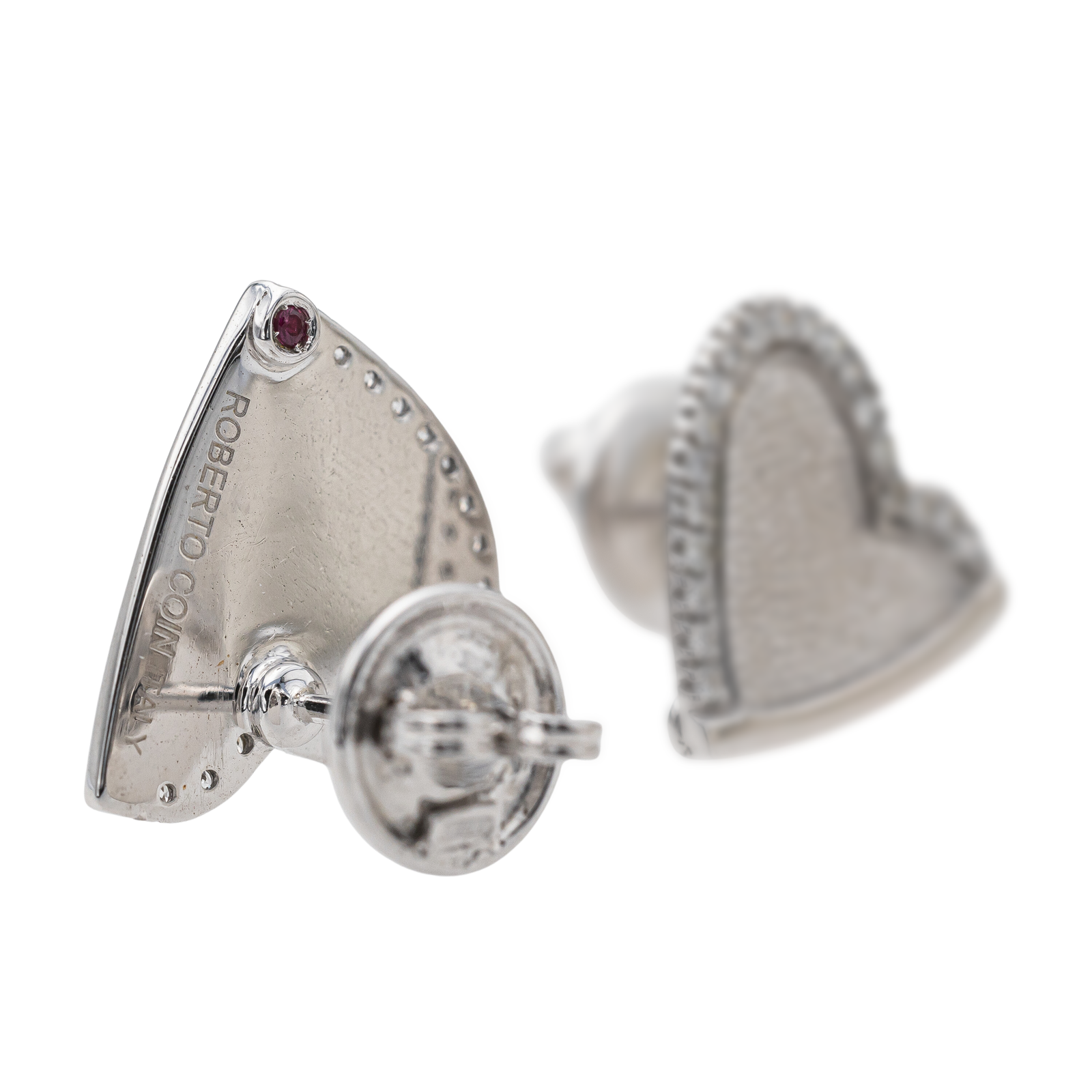 Roberto Coin White Gold Diamond Heart Earrings