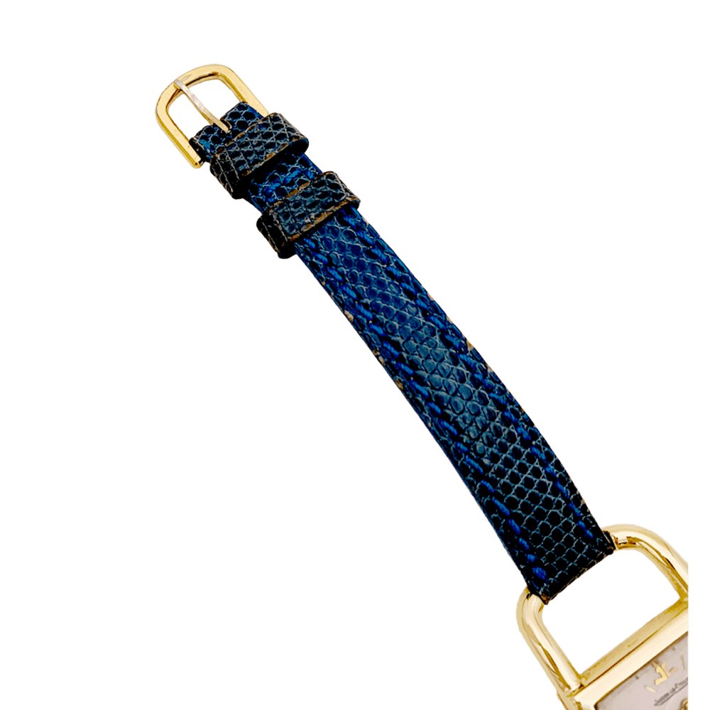 Montre Jaeger - Lecoultre, "Etrier", or jaune, cuir. - Maison Eloe