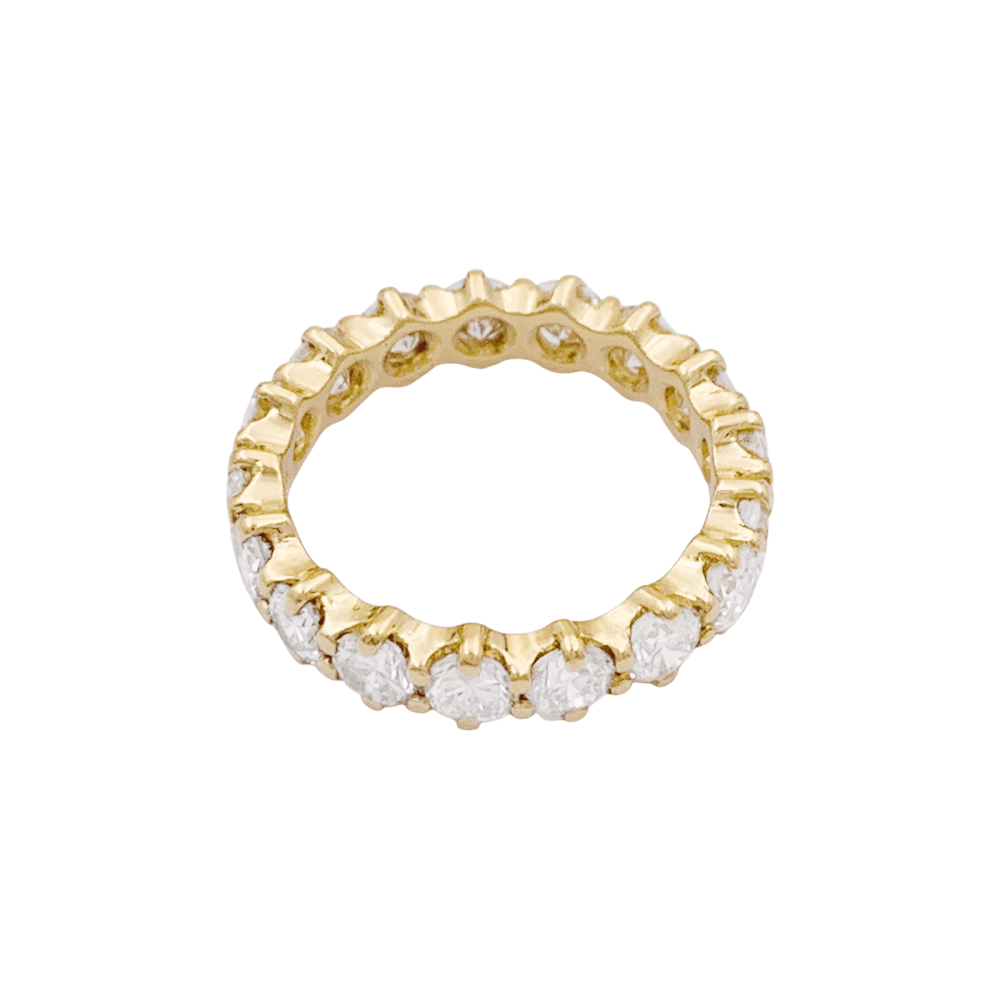 Bague alliance américaine or jaune et diamants.