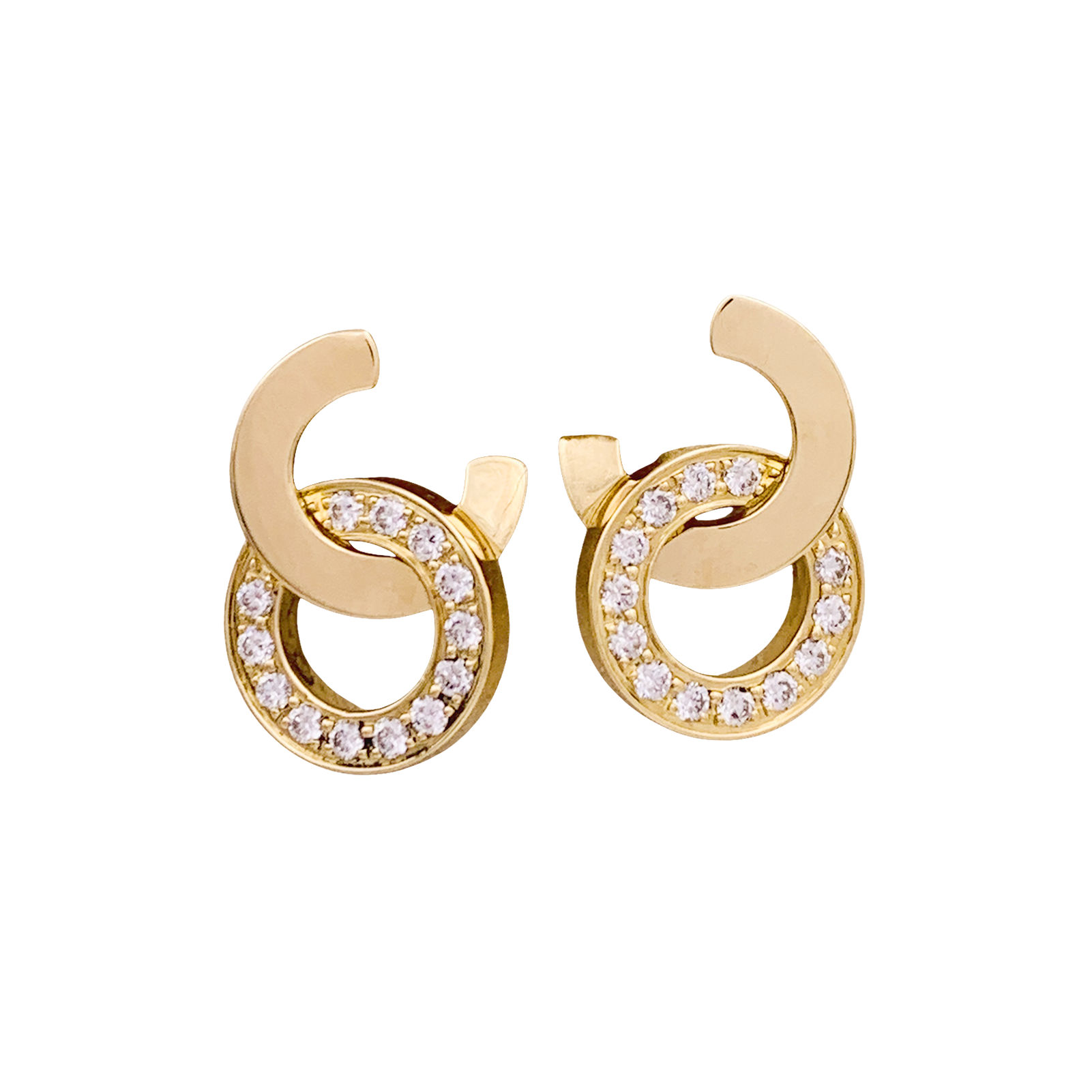 Boucles d'oreilles PIAGET "POSSESSION" or rose, diamants.