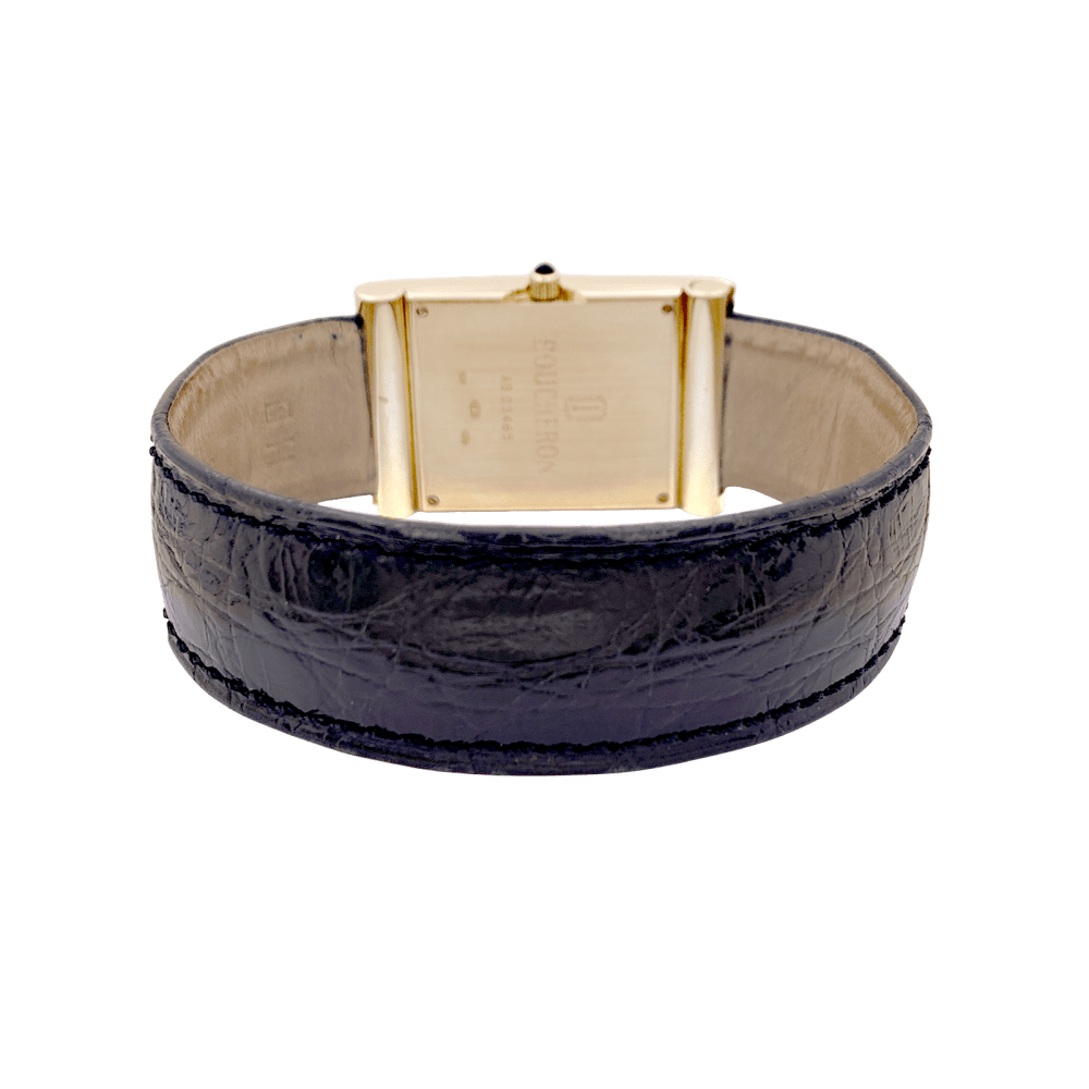 Montre Boucheron, "Reflet", or jaune, cuir. - Maison Eloe