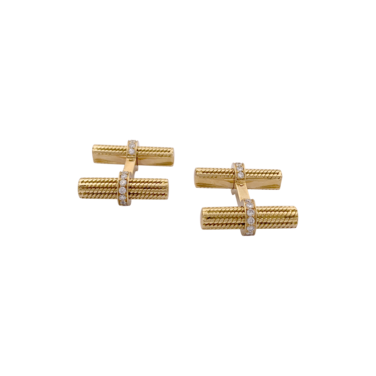 Boutons de manchette VAN CLEEF ET ARPELS, or jaune et diamants.