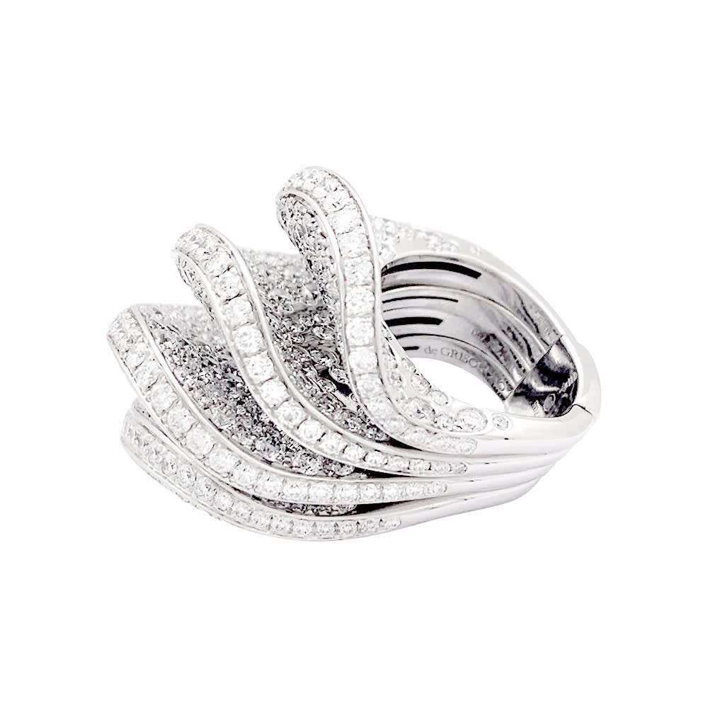 Bague De Grisogono "Onde" or blanc, diamants.