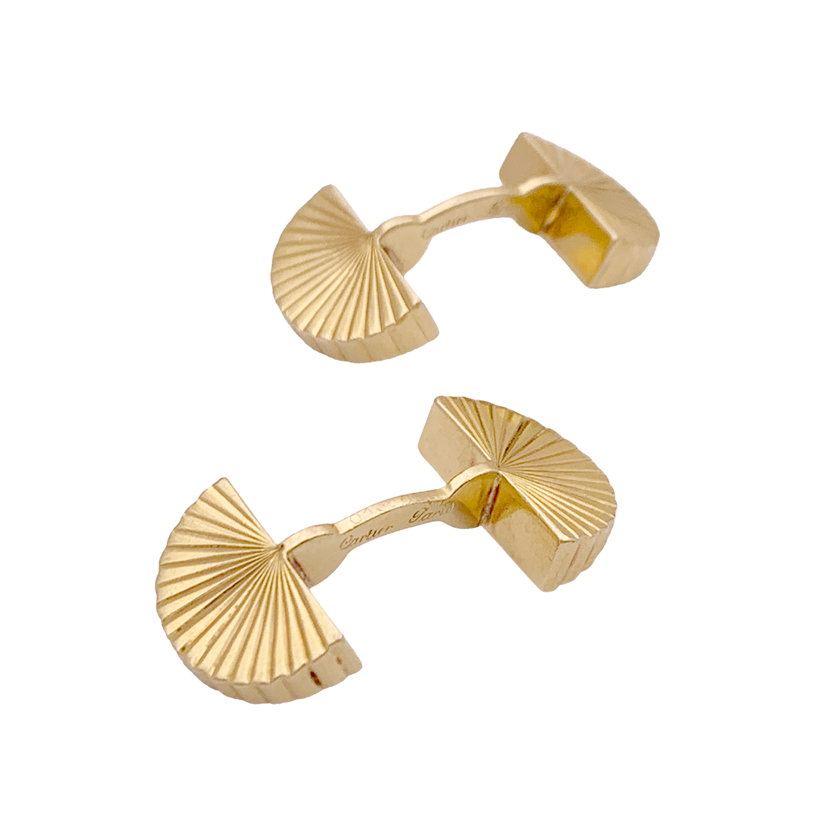 Boutons de manchette vintage Cartier, "Eventail", or jaune.