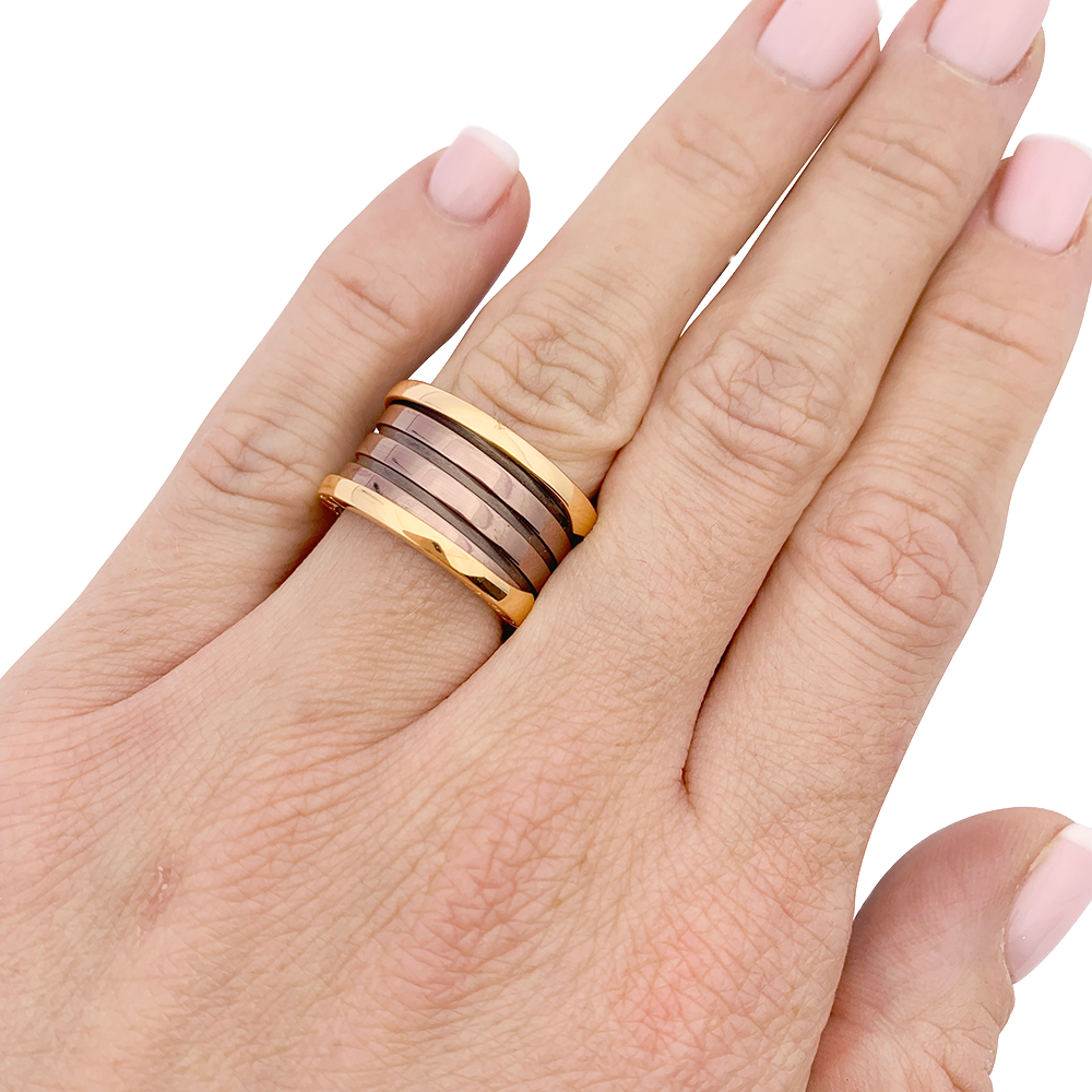 Bague Bulgari, "B.Zero1", or rose, cermet.