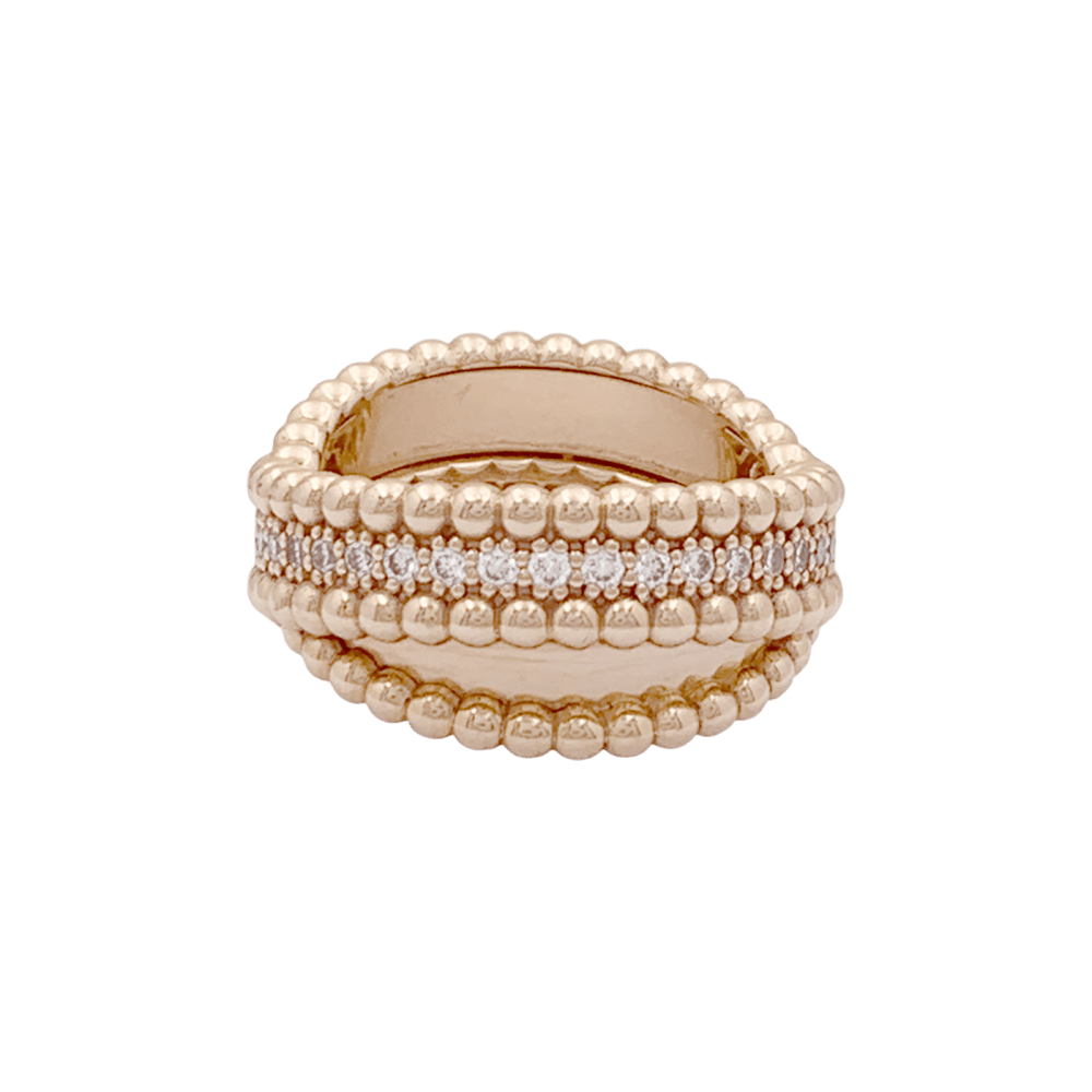 Bague VAN CLEEF ET ARPELS,"Duo Perlée", or rose, diamants.