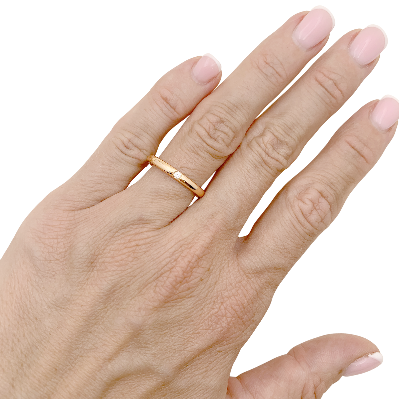 Bague Pomellato, "Lucciole", or rose, diamant.