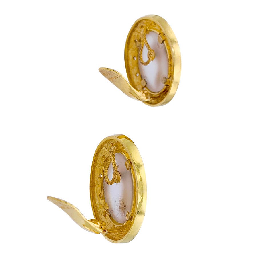 Boucles d'oreilles Lalaounis, "Bouclier d'Achilles", or jaune, cristal de roche. - Maison Eloe