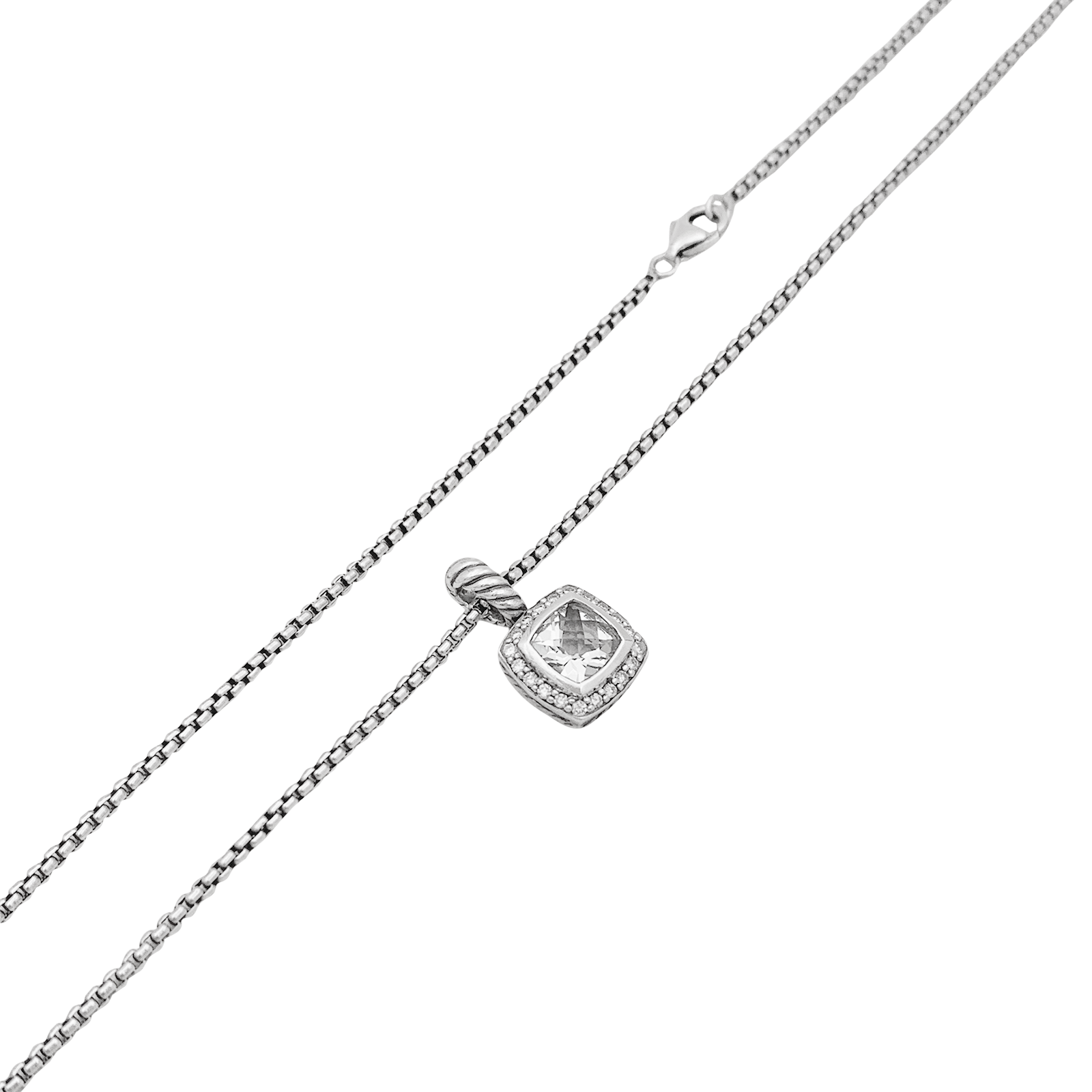 Collier David Yurman, "Petite Albion", argent, topaze blanche, diamants.