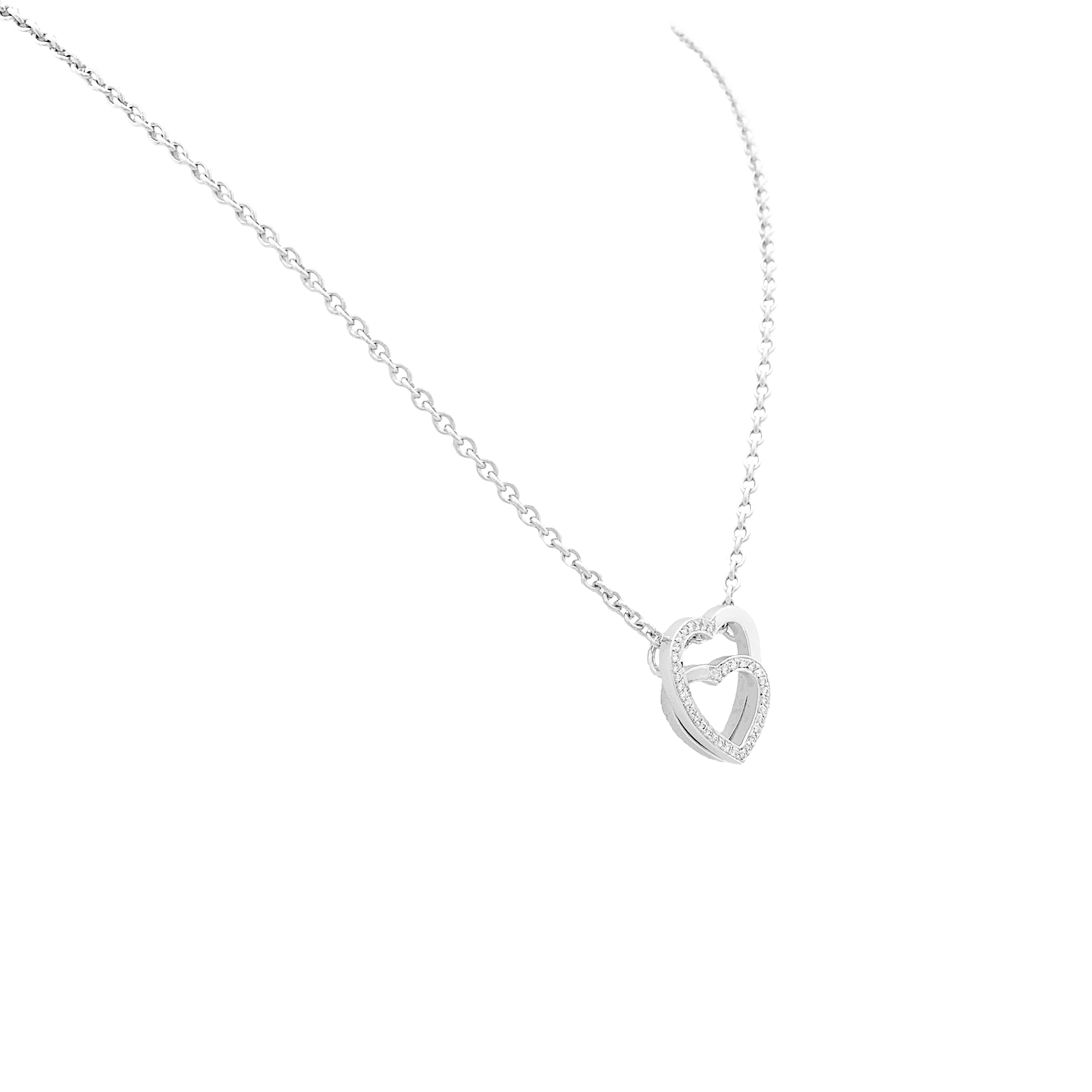 Collier Cartier, "Coeurs", or blanc, diamants.