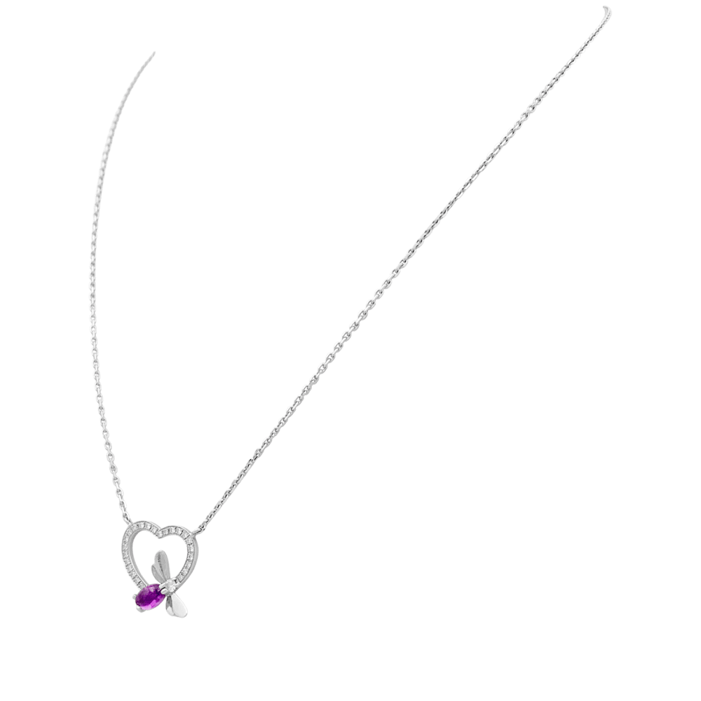 Collier Chaumet, « Attrape-moi si tu m’aimes », or blanc, améthyste, diamants.