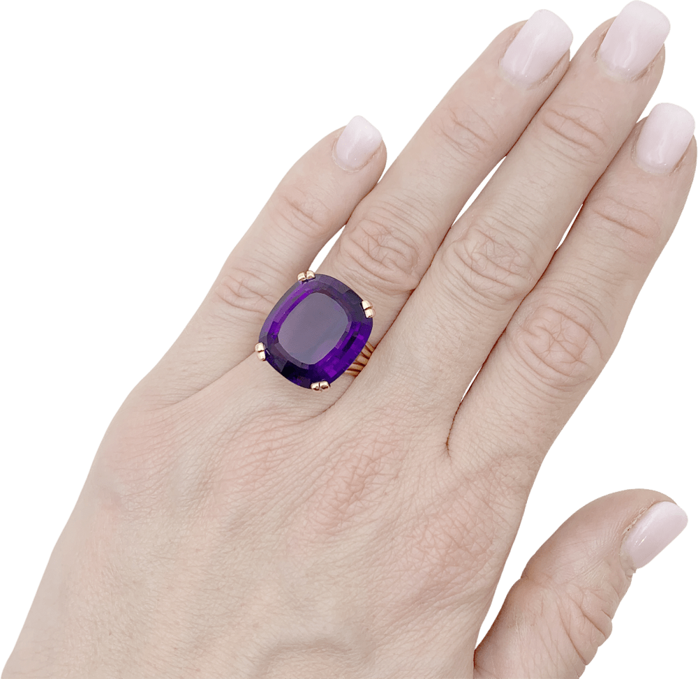 Bague or jaune et améthyste. - Maison Eloe