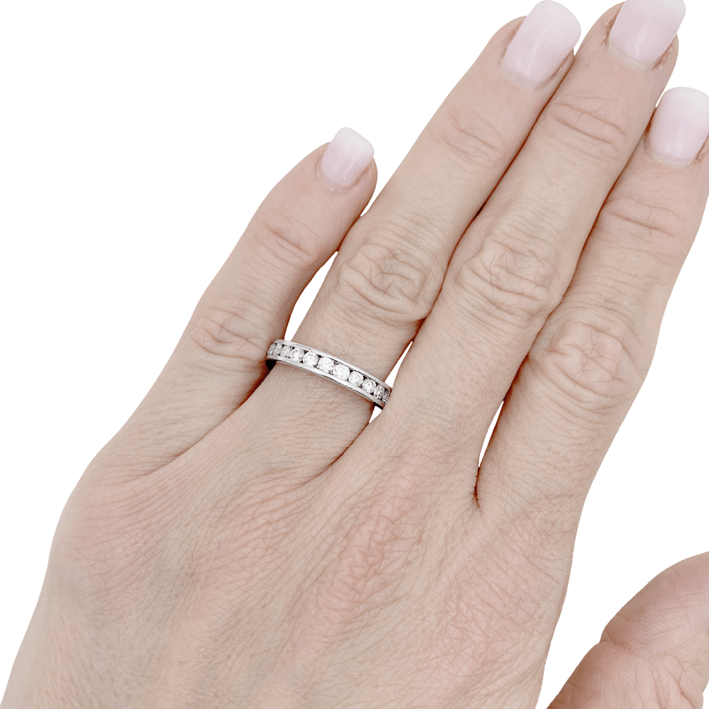 Bague alliance Tiffany & Co.,"Setting", platine et diamants. - Maison Eloe