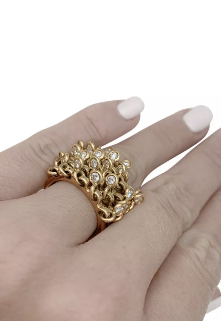 Dior ring, "Coquine" model, in yellow gold and diamonds.