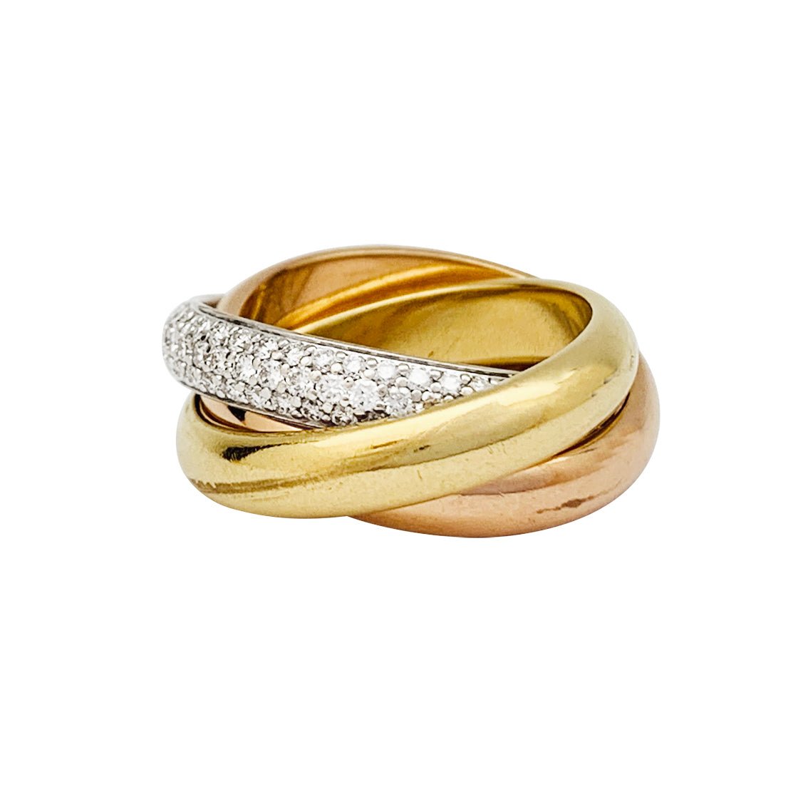 Bague Cartier, "Trinity" classique, 3 ors, diamants. - Maison Eloe