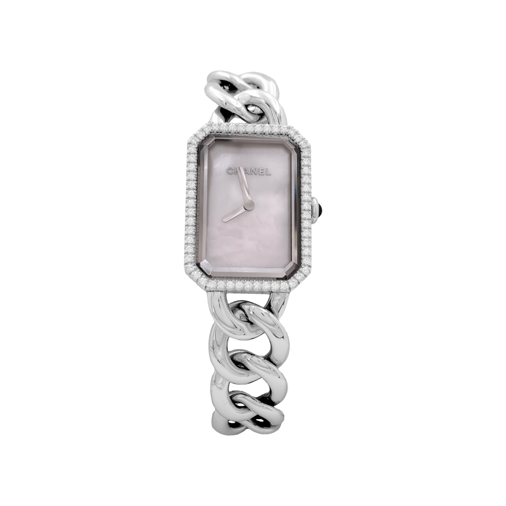 Montre Chanel "Première chaine", acier, nacre et diamants - Maison Eloe
